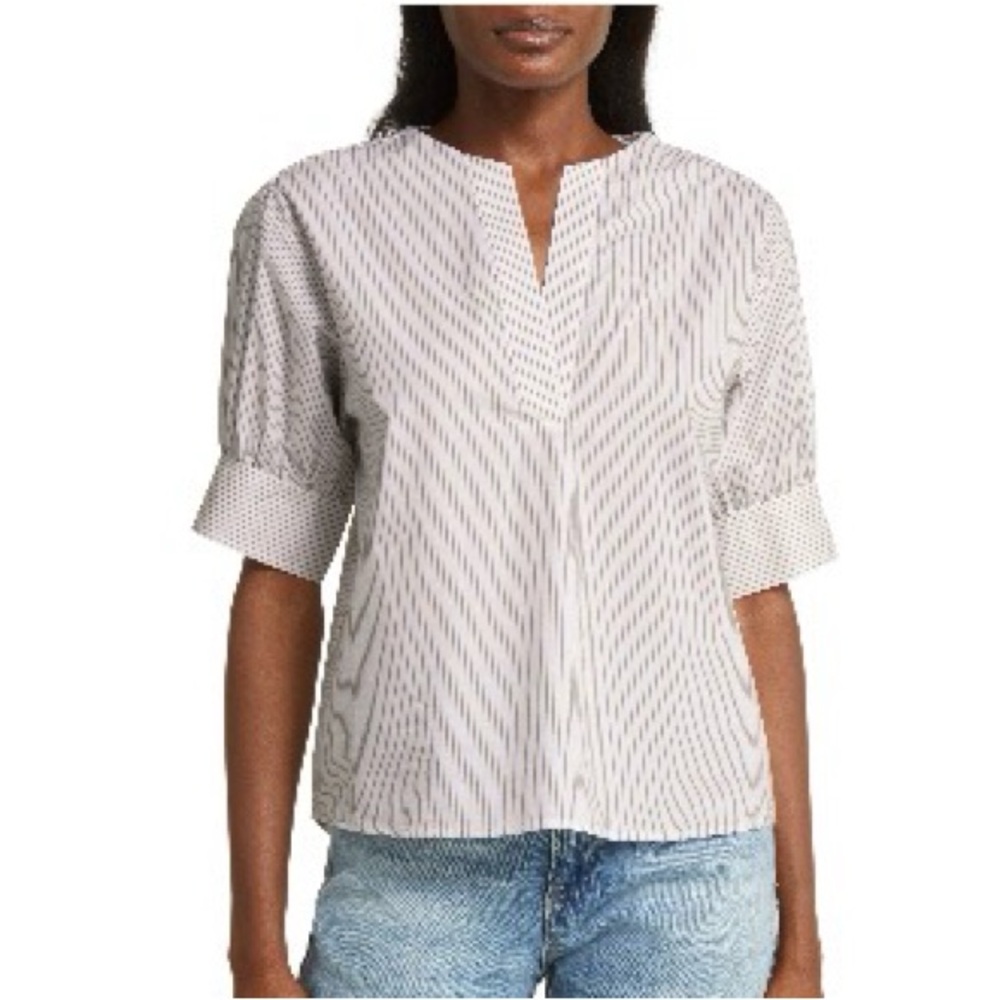 Frame Stripe Split Neck Popover Top - Size S